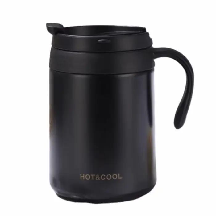 Mug à café isotherme à double paroi en acier inoxydable avec poignée, tasse à boire isolée 500 ml, t