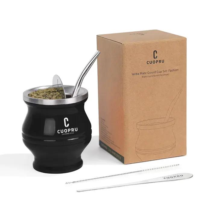 Ensemble Yerba Mate Cup Bombilla - Le ensemble Yerba Mate 5 en 1 comprend une tasse Mate moderne, un