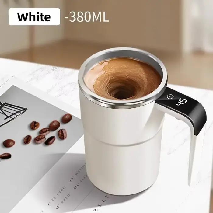 HOMEFISH Tasse à café électrique mini 380 ml avec fonction d'auto-mélange, rechargeable par USB, éta