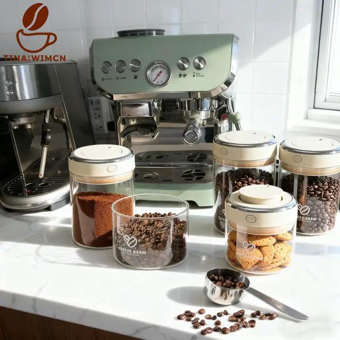 Boîte à café Tina Wimcn moderne avec valve CO2 et tracker de fraîcheur pour collation aux céréales et décoration Noël Halloween