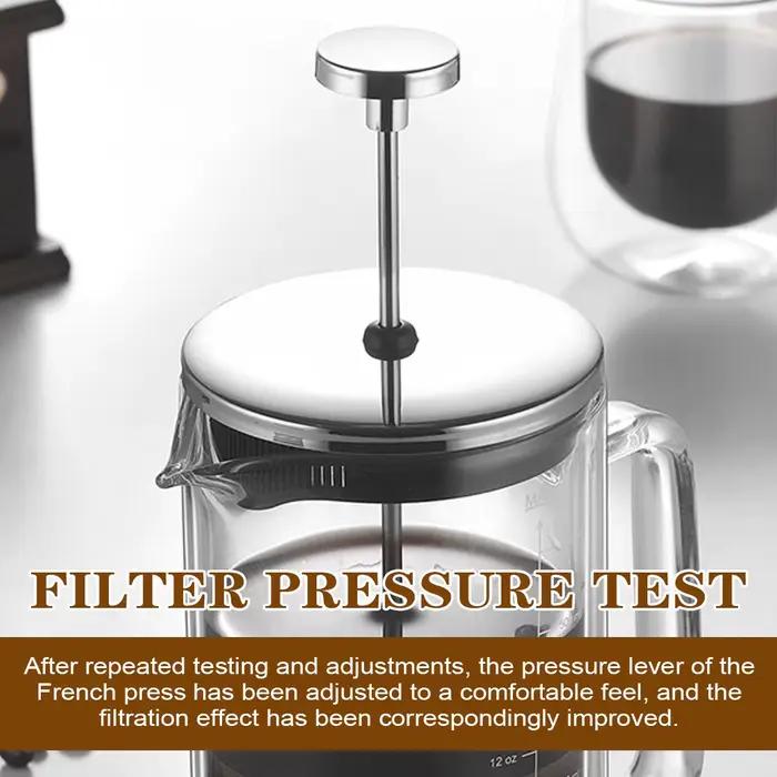 Cafetière à piston avec filtre à mailles fines et poignée ergonomique