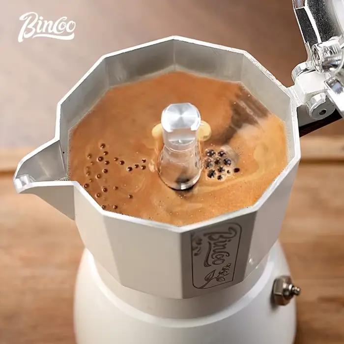 Bouilloire à café Moka en acier inoxydable Bincoo avec double assujet pour café expresso italien à domicile occasions quotidiennes et cadeaux