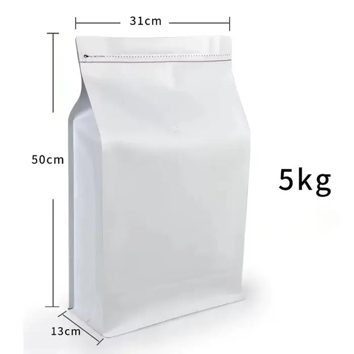 Emballage en aluminium de poudre de grain de café à fermeture éclair refermable de 5kg avec Valve