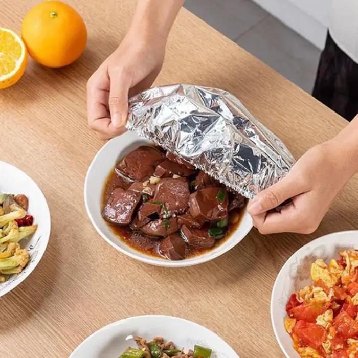 Film en aluminium alimentaire réutilisable avec couvercles de conservation pour femmes et hommes, idéal pour la conservation des restes, le transport des repas et les pique-niques