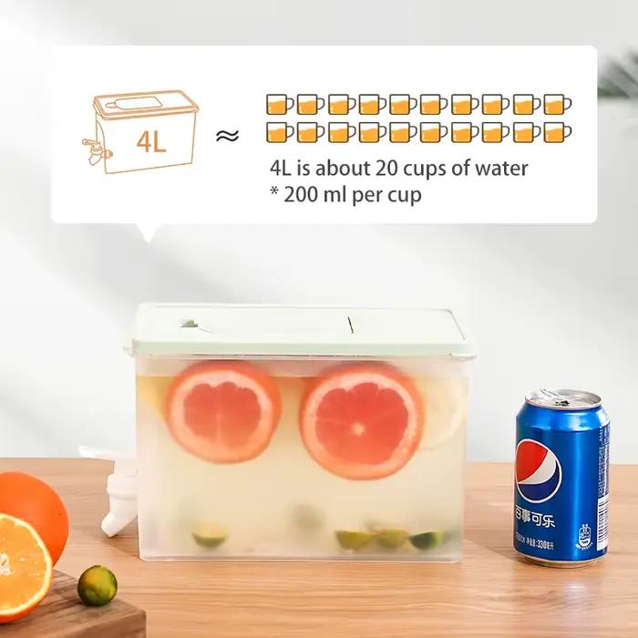 Bouilloire froide réfrigérateur 4 litres avec bouteille de limonade domestique pots et verres pour jus glacé thé aux fruits eau fraîche et boissons froides occasions spéciales