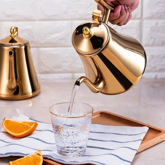 Théière en acier inoxydable avec infuseur amovible pour thé à fleurs en vrac et café pour cuisinière sûre occasionnelle usage quotidien et réception