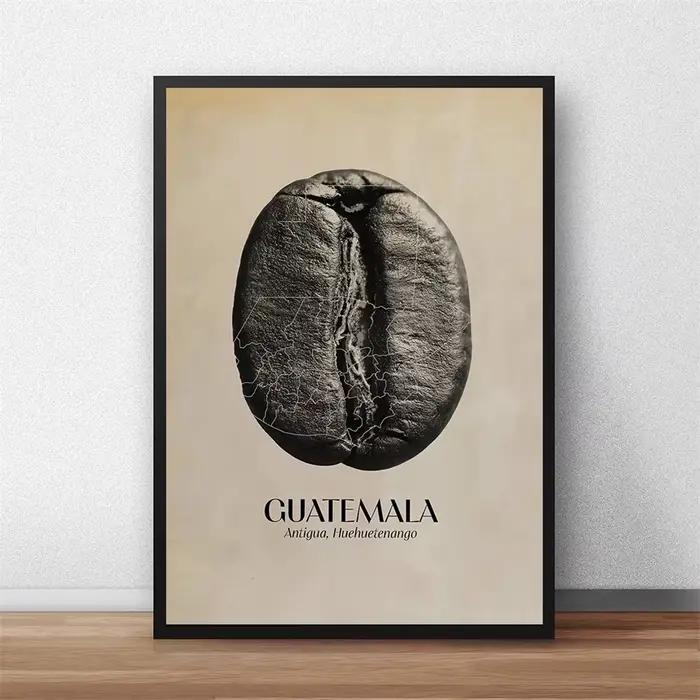 Affiches rétro mettant en scène des grains de café colombiens et panaméens