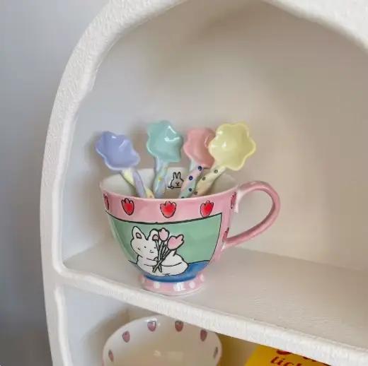 Cuillère à café en céramique à long manche