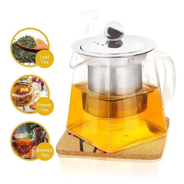 Petite théière en verre avec infuseur en acier inoxydable