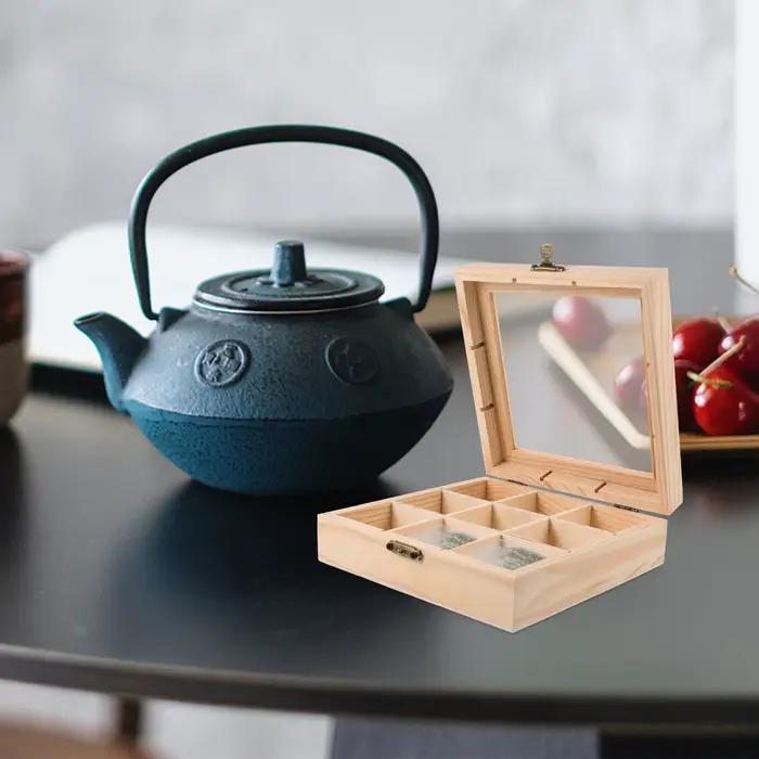 Boîte à thé en bois 9 grilles