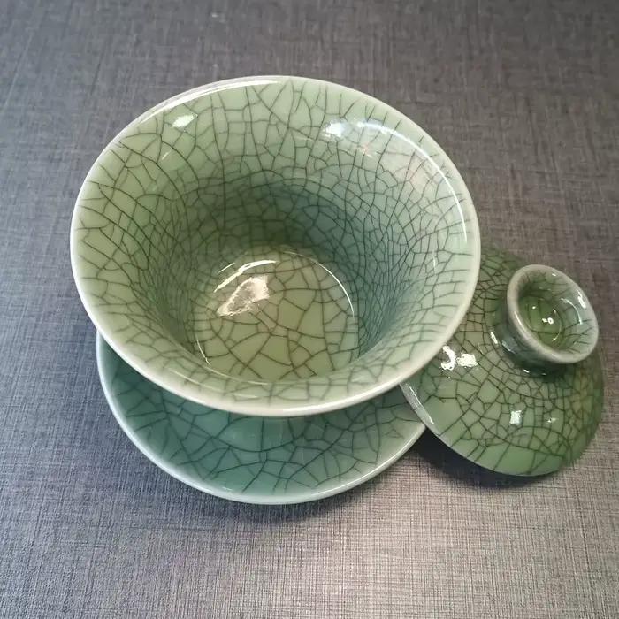 Glace traditionnelle fissurée céramique Gaiwan thé ensembles café théière chinois Kung Fu Teasets grand