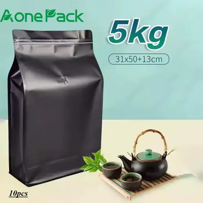Emballage en aluminium de poudre de grain de café à fermeture éclair refermable de 5kg avec Valve