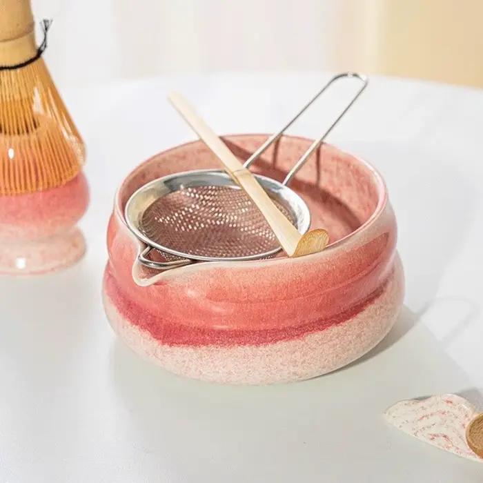 Ensemble de fouet à thé 2 pièces en céramique pour amateurs de thé et décorateurs de maison élégants