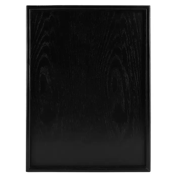 Plateau à thé rectangulaire noir en bois massif