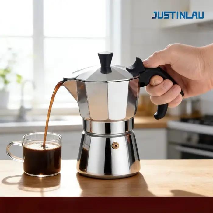 JUSTINLAU 150/300ML Cafetière italienne en acier inoxydable