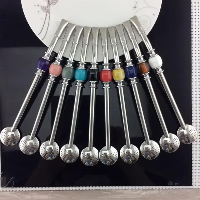 Cuillère à paille à boire en acier inoxydable