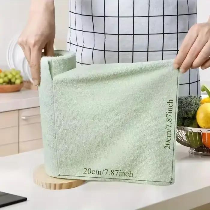 1 rouleau/20 lingettes de nettoyage réutilisables en microfibre – Serviettes de cuisine très absorbantes