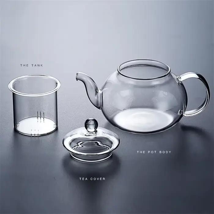 Théière en verre épais filtrée et résistante à la chaleur