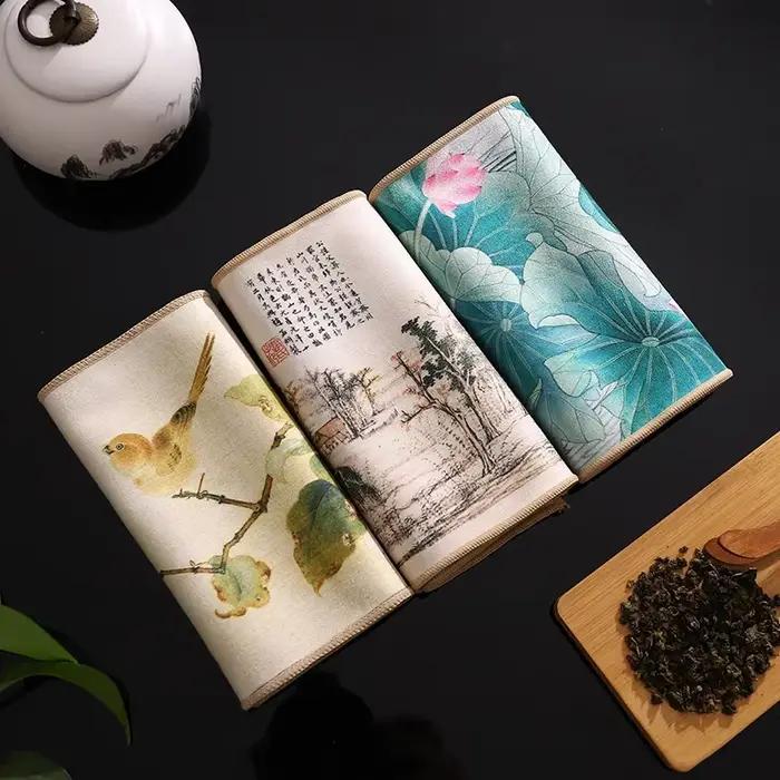 Serviette à thé épaisse peinte chinoise