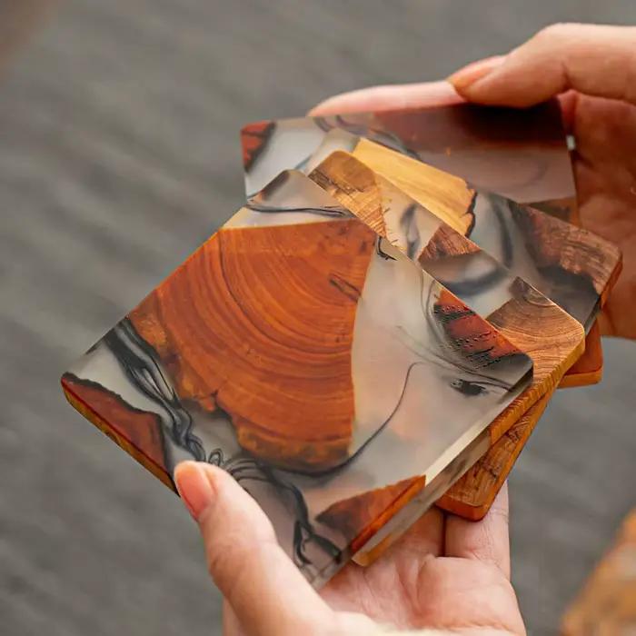 Dessous de verre en résine de pin pour thé anglais