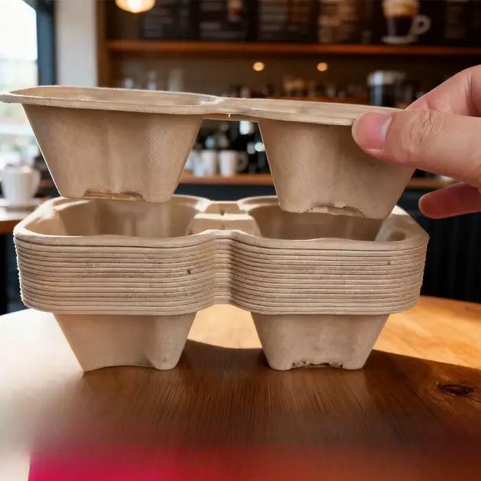 Porte-gobelets double en papier biodégradable et déchirable pour une utilisation multi-usages respectueux de l'environnement pour le café, thé, boissons froides et livraison à emporter occasions spéciales