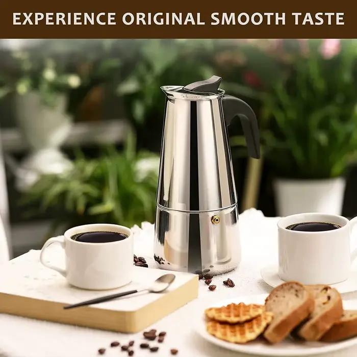 Moka Pot en acier inoxydable pour 9 tasses de café expresso, idéal pour grandes familles, groupes d'amis, occasions spéciales et cadeaux d'affaires