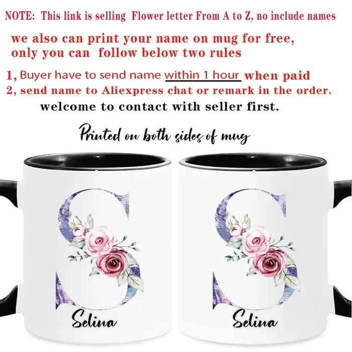 Tasse à café florale personnalisée avec nom