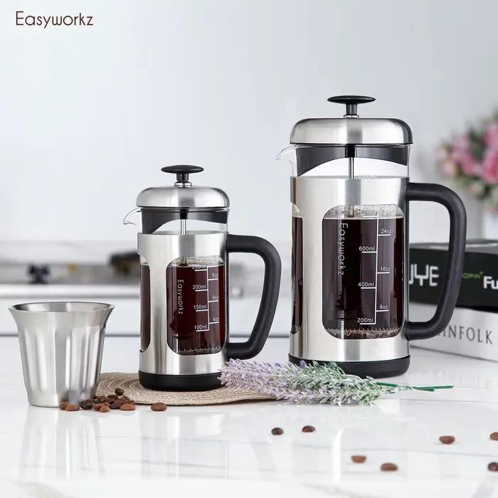 Easyworkz Cafetière à thé à pression française avec verre borosilicate