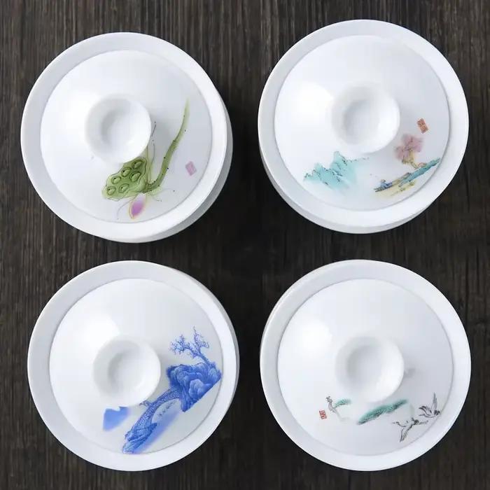 Traditions chinoises Gai Wan service à thé os chine ensembles à thé Dehua Gaiwan thé porcelaine Pot ensemble pour voyage belle et facile bouilloire