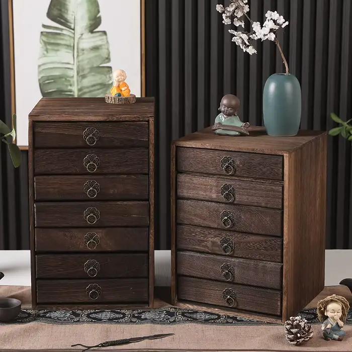 Boîte de rangement de thé pu-erh en bois massif