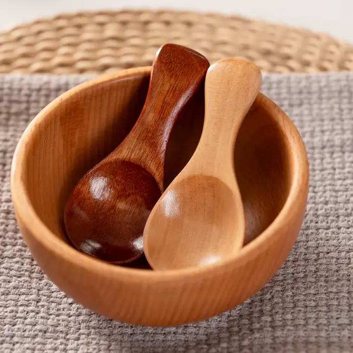 Mini cuillère à manche court en bois naturel