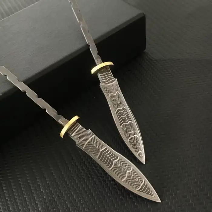 Couteau à aiguille à thé à motif en acier damas Semi-fini