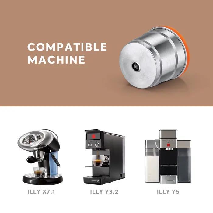 ICafilas pour illy X7.1/ illyY3.2/illy Y5 Capsules de café rechargeables en acier inoxydable dosette