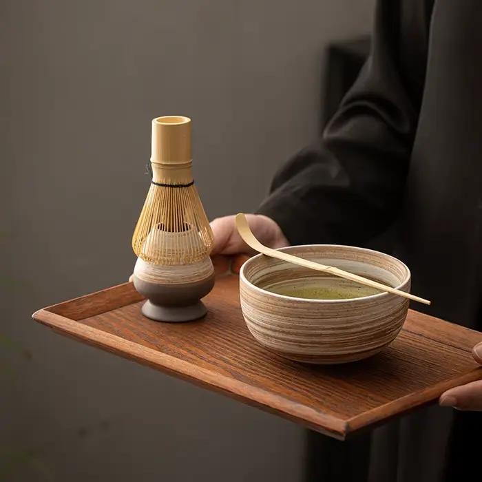 Brosse outils résine Matcha pour poudre de thé vert cérémonie du thé populaire avec support de fouet gris clair élégant pour amateurs de thé occasions spéciales