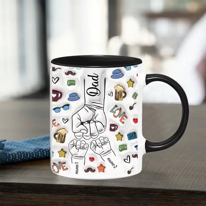 Tasse personnalisée avec nom de papa et d'enfants
