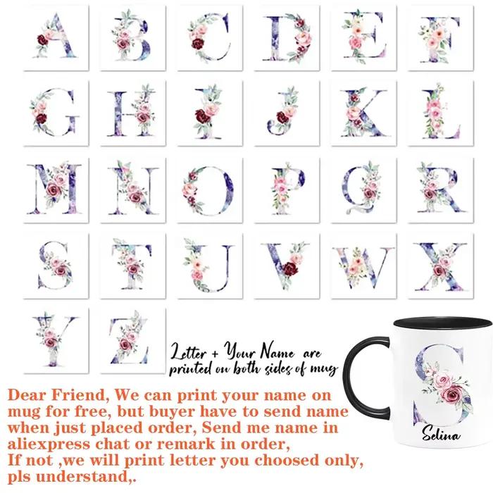 Tasse à café florale personnalisée avec nom