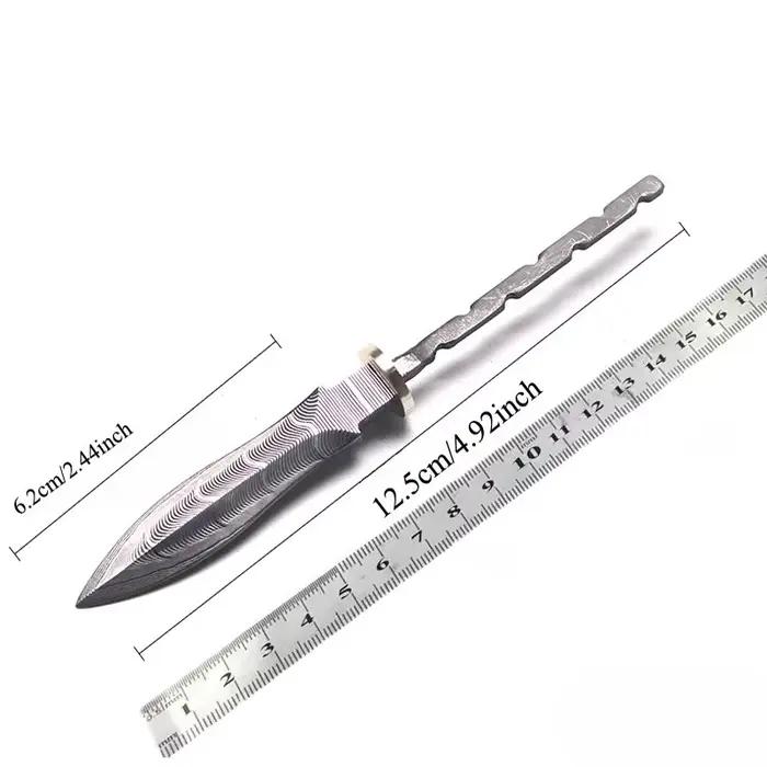Couteau à aiguille à thé à motif en acier damas Semi-fini