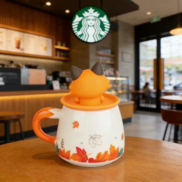 Mug Starbucks Cartoon Fox Maple Leaf 300ml