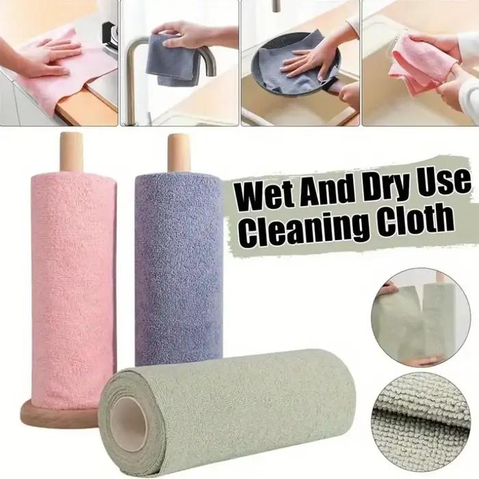 1 rouleau/20 lingettes de nettoyage réutilisables en microfibre – Serviettes de cuisine très absorbantes