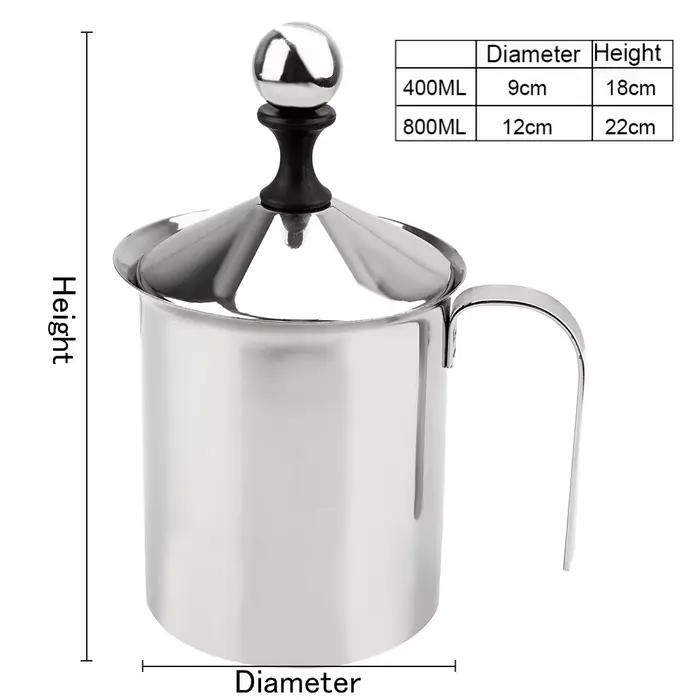 Mousseur à lait manuel 400/800ml acier inoxydable double maille pour café et chocolat chaud à domicile et occasions spéciales