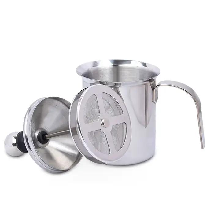 Mousseur à lait manuel 400 ml en acier inoxydable pour cappuccino