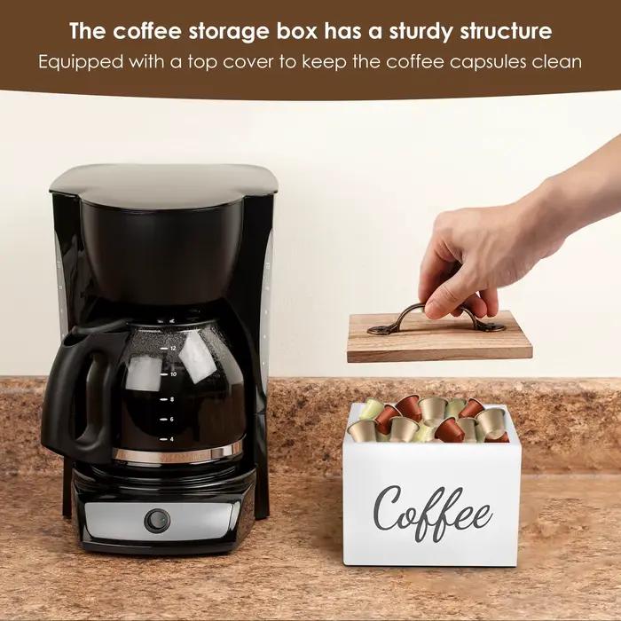 Porte-dosette de café en bois avec couvercle