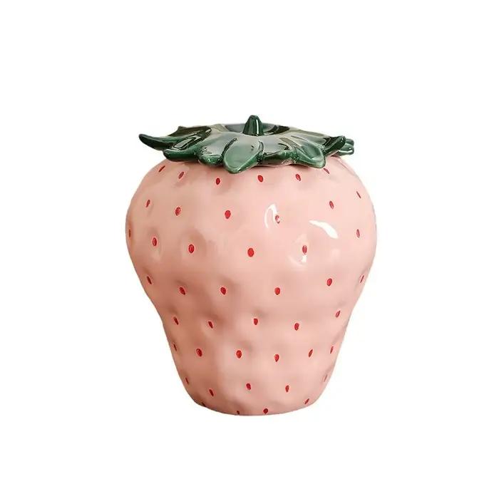 Caddie à thé moderne en céramique à fraises pot de décoration abstraite forme spéciale résistant à l'humidité cadeau artisanal décoration maison