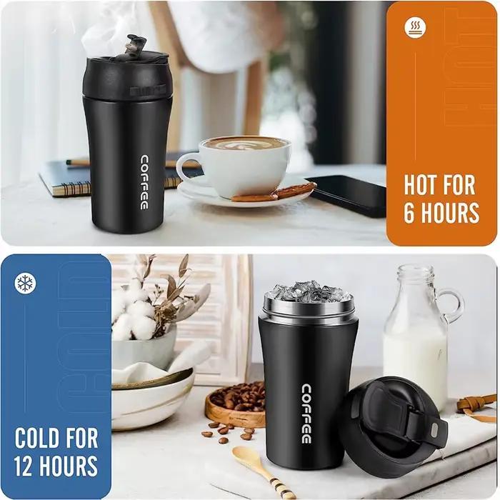 Tasse de voyage isolée en acier inoxydable avec paille pour café ou boissons froides adapté au bureau et en déplacement pour une consommation sans tracas