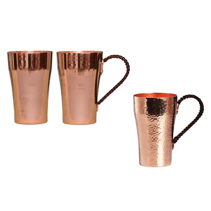 Tasse en cuivre pur 400ml artisanale pour café thé cocktails design élégant maison bureau cadeau occasions spéciales