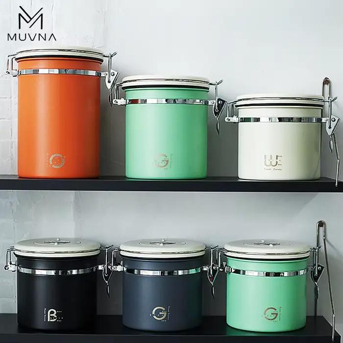 Canister de Stockage de Grains de Café MUVNA Acier Inoxydable Pour Amateurs de Café Occasions Spéciales