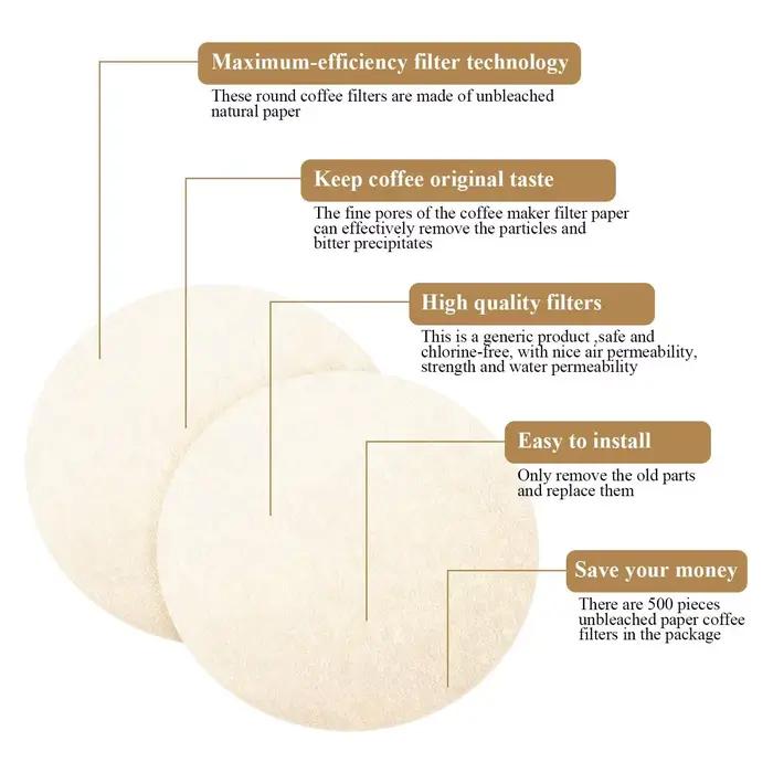 Papier de remplacement pour cafetière ronde, 500 pièces, pour machines à café ahiobie Aeropress et à expresso