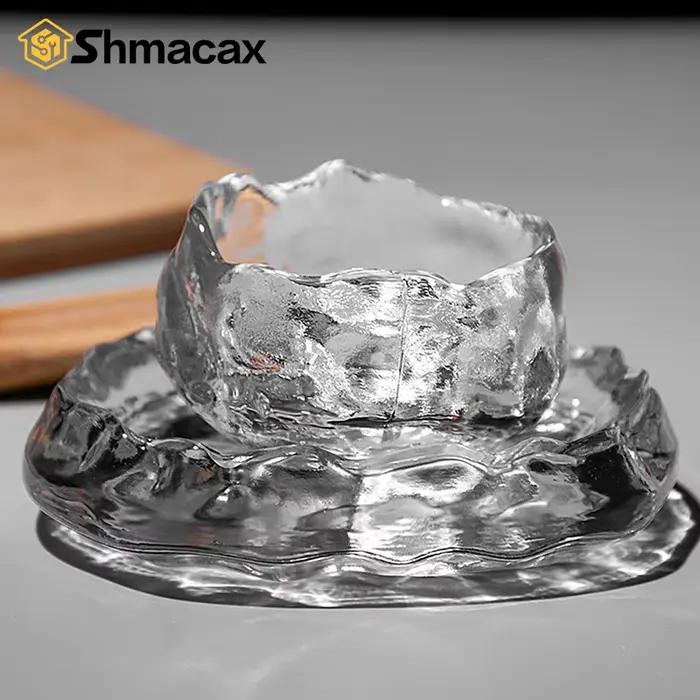 Tasse en verre transparent glacé de style japonais élégante pour accueil et occasions spéciales