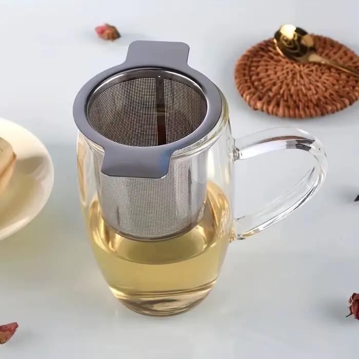 Infuseur à thé en acier inoxydable avec double poignée pour tasses et théières grande capacité élégant pour thé café et soupe aux herbes