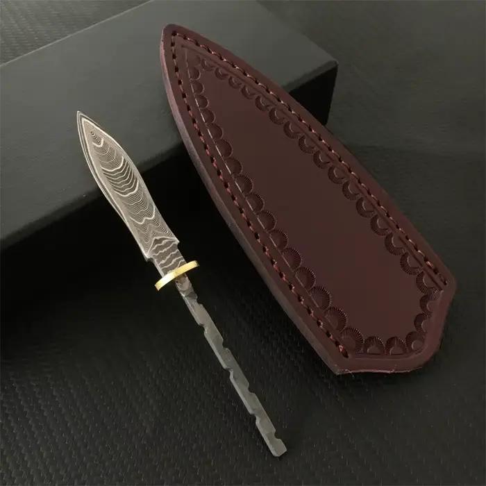 Couteau à aiguille à thé à motif en acier damas Semi-fini